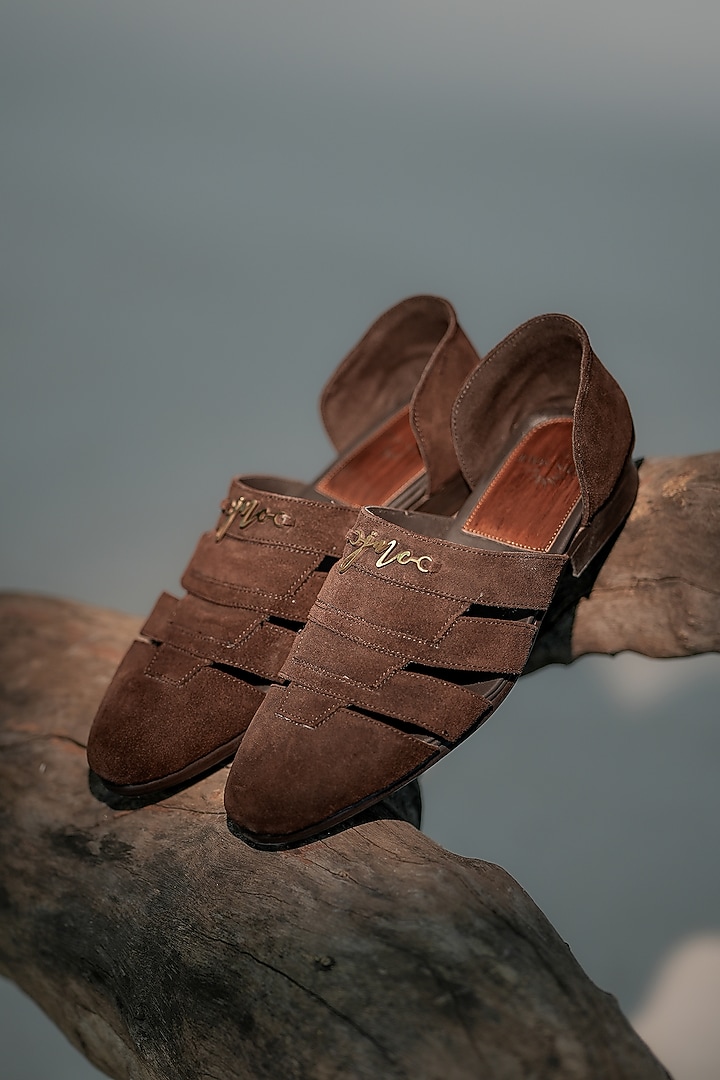Brown Suede Loafers by Jatin Malik at Pernia's Pop Up Shop