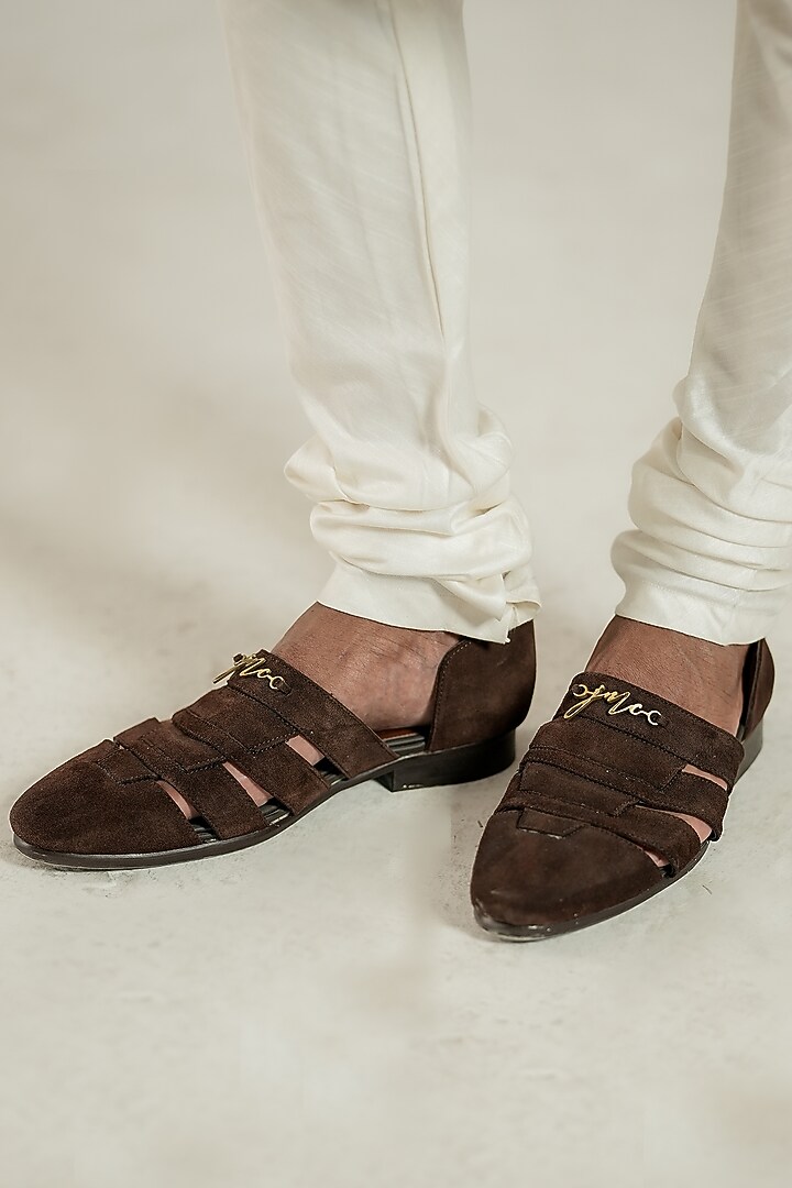 Brown Suede Loafers by Jatin Malik at Pernia's Pop Up Shop