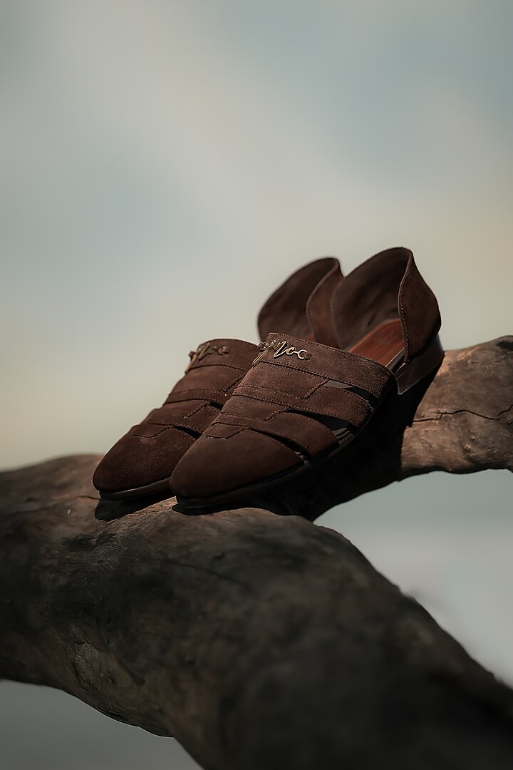 Brown Suede Loafers by Jatin Malik at Pernia's Pop Up Shop