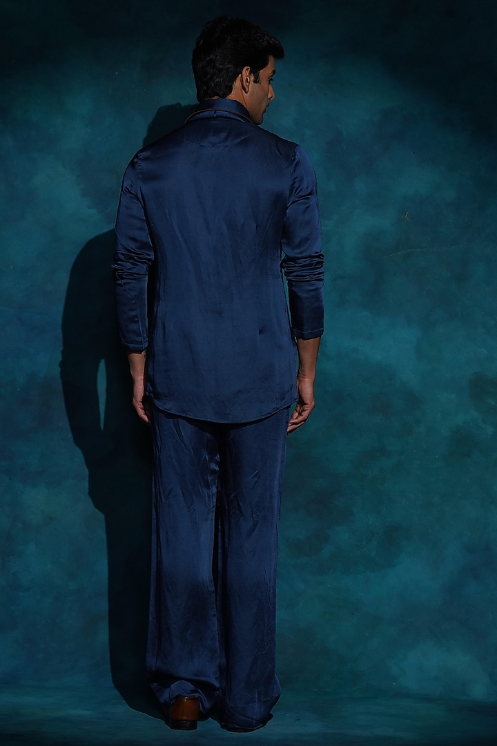 Teal Linen Silk Co-Ord Set by Jatin Malik at Pernia's Pop Up Shop