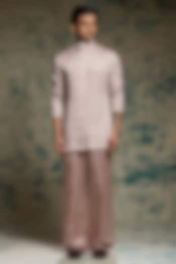 Mauve Linen Silk Kurta Set by Jatin Malik at Pernia's Pop Up Shop