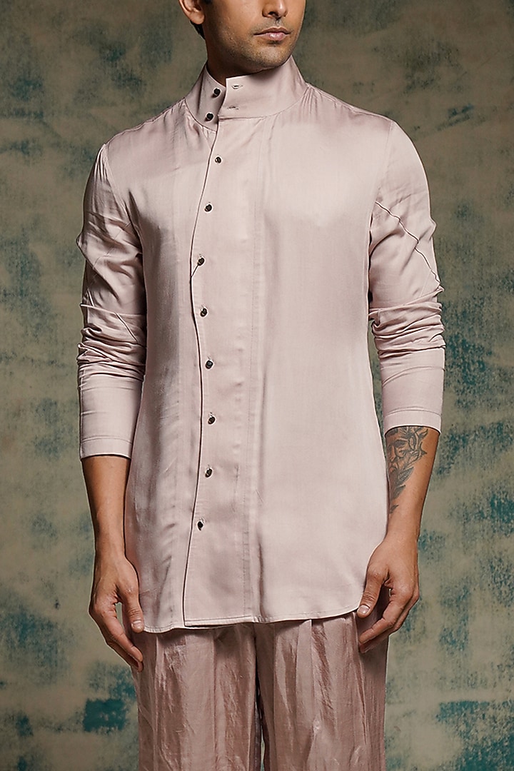 Mauve Linen Silk Kurta Set by Jatin Malik at Pernia's Pop Up Shop