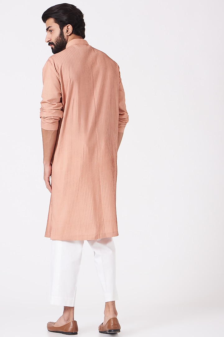 Old Rose Pintuck Kurta Set by Jatin Malik at Pernia's Pop Up Shop