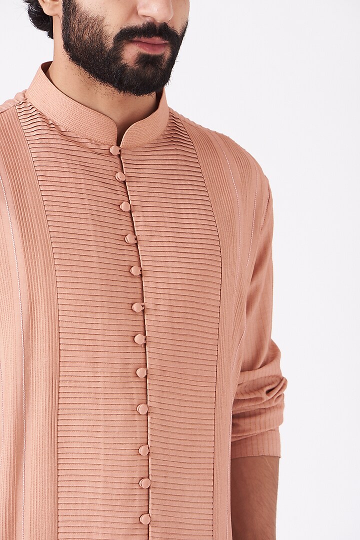 Old Rose Pintuck Kurta Set by Jatin Malik at Pernia's Pop Up Shop