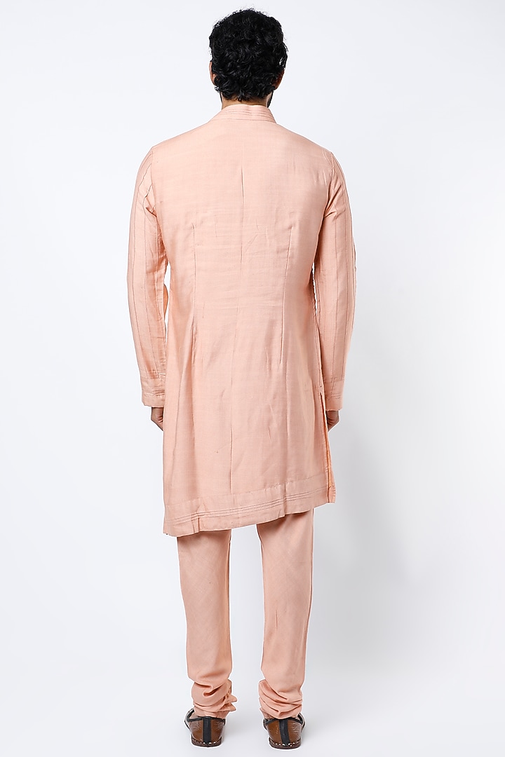 Champagne Linen Silk Kurta Set by Jatin Malik at Pernia's Pop Up Shop