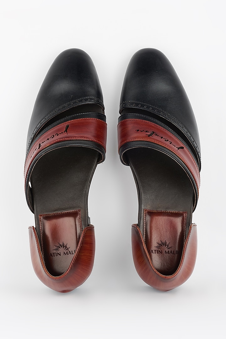 Black Shoes In Leather by Jatin Malik at Pernia's Pop Up Shop