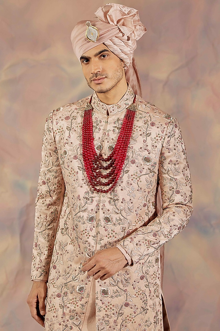 Wine Semi-Precious Stone Mala Necklace by Jatin Malik at Pernia's Pop Up Shop