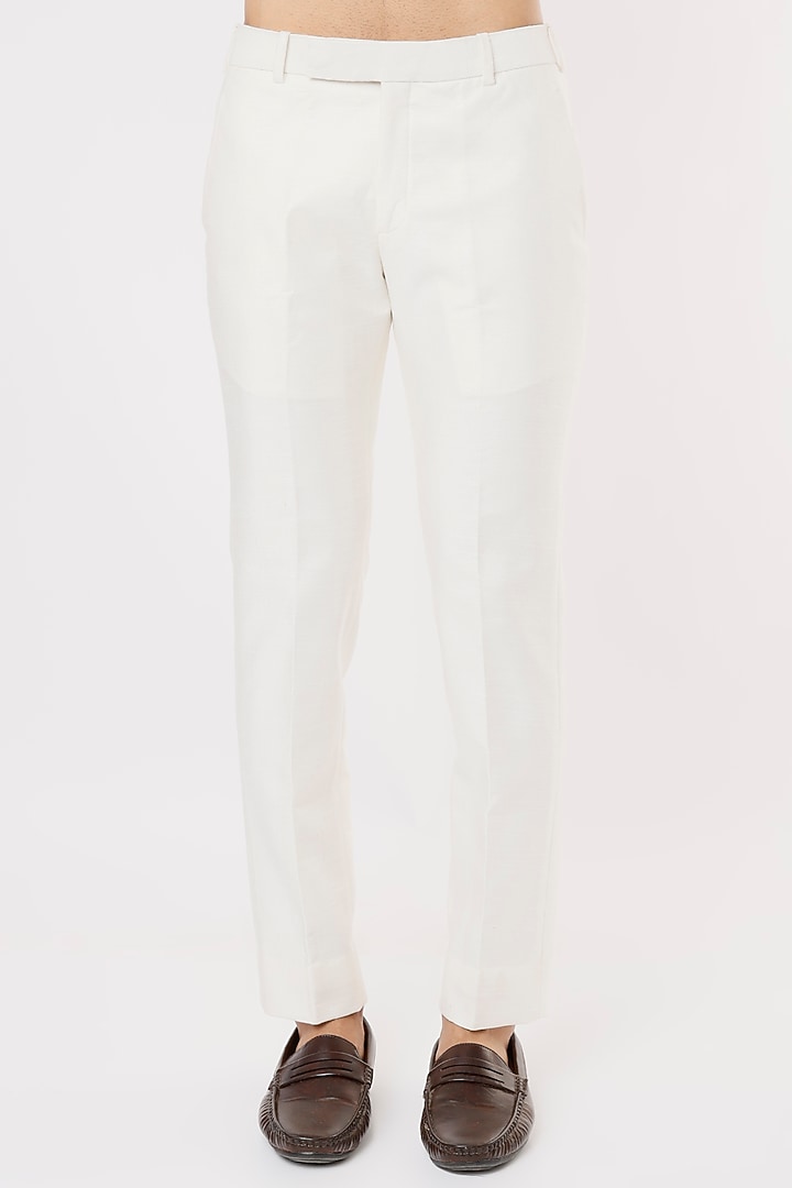 Ivory Linen Silk Hand Embroidered Achkan Jacket Set by Jatin Malik at Pernia's Pop Up Shop