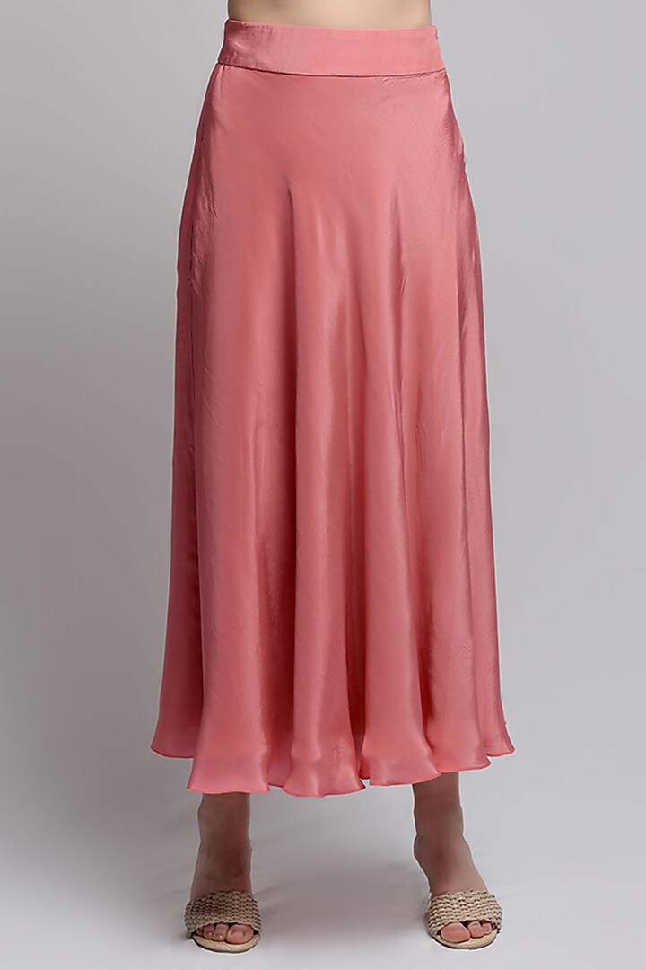 Pink Viscose Flared Skirt by Jan & April at Pernia's Pop Up Shop