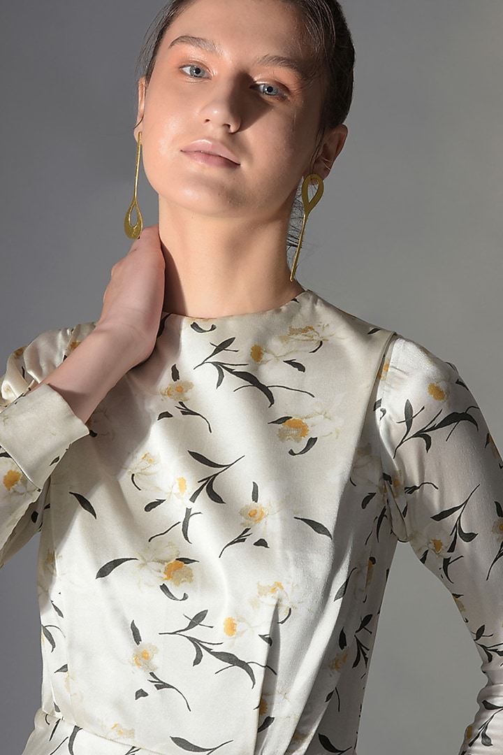 Pumice Silk Satin Peplum Top by Jan & April at Pernia's Pop Up Shop