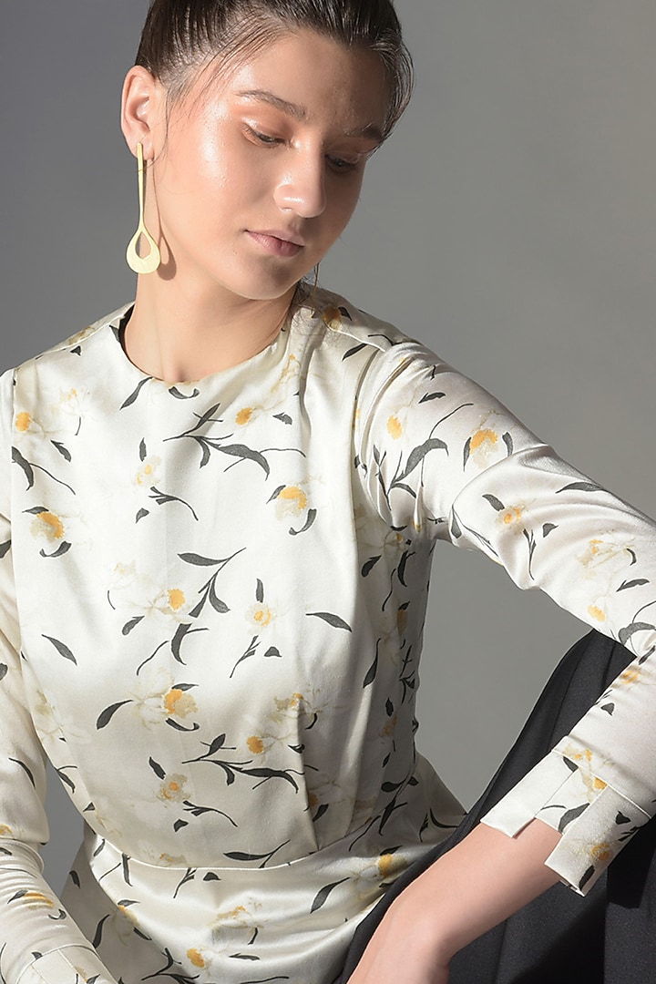 Pumice Silk Satin Peplum Top by Jan & April at Pernia's Pop Up Shop