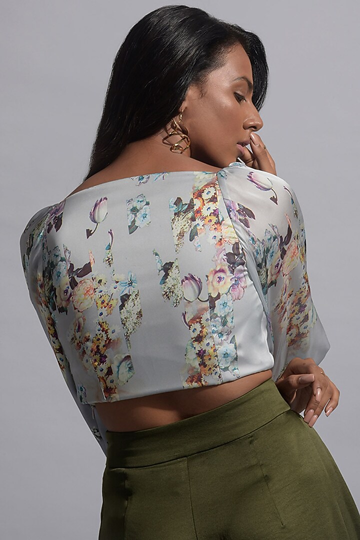 Grey Polyester Crop Top by Jan & April at Pernia's Pop Up Shop