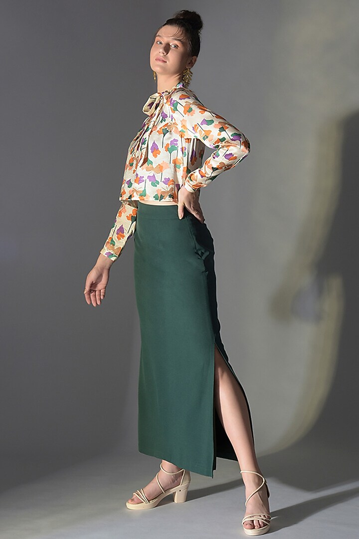 Beige & Orange Polyester Floral Top With Inner by Jan & April at Pernia's Pop Up Shop