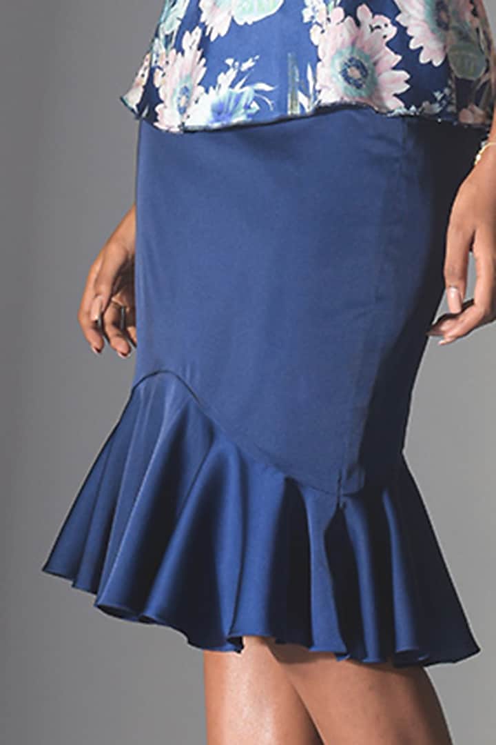 Navy Blue Asymmetrical Skirt by Jan & April at Pernia's Pop Up Shop