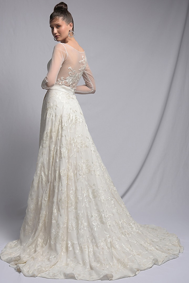 White Embroidered Bridal Gown by Jan & April at Pernia's Pop Up Shop