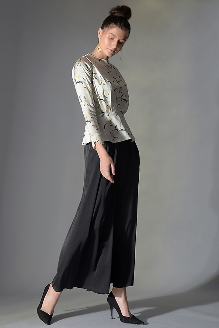 Black Flared Trousers by Jan & April
