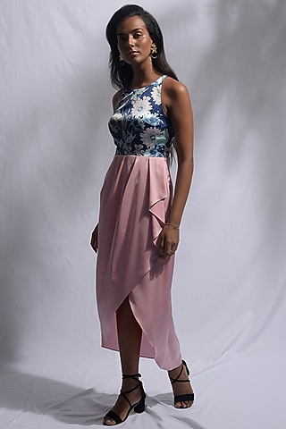 Soft Pink Floral Wrap Dress by Jan & April