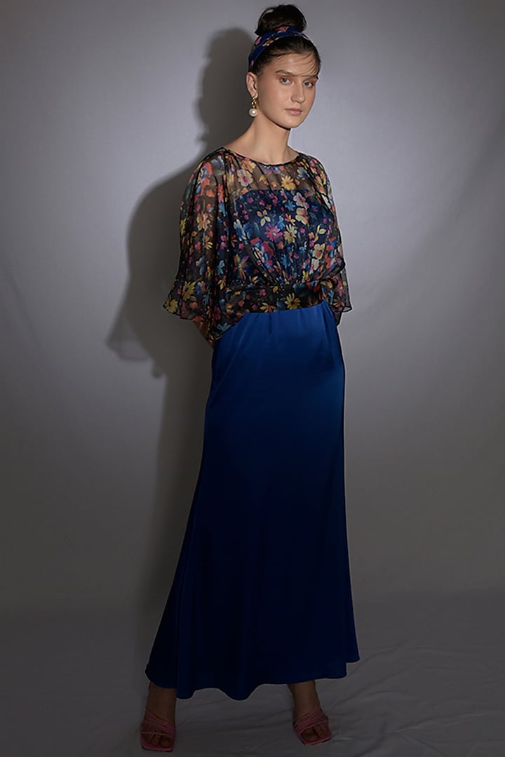 Blue Dress With Sheer Top by Jan & April