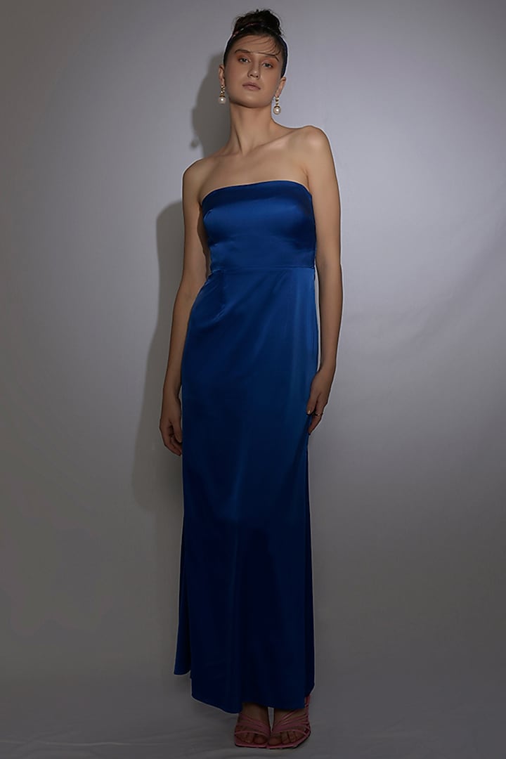 Blue Vacation Dress With Sheer Top by Jan & April at Pernia's Pop Up Shop