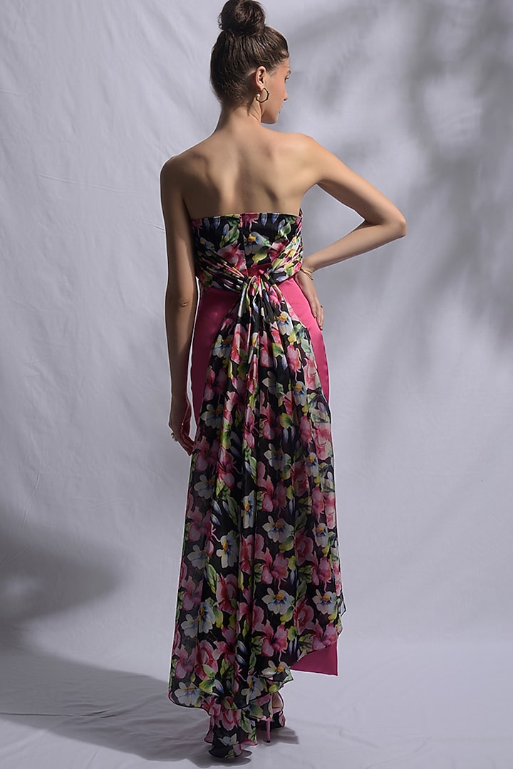 Pink Printed Draped Vacation Dress by Jan & April at Pernia's Pop Up Shop