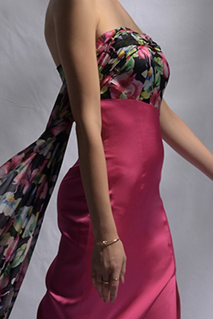 Pink Printed Draped Vacation Dress by Jan & April at Pernia's Pop Up Shop