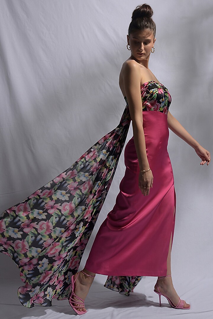 Pink Printed Draped Vacation Dress by Jan & April at Pernia's Pop Up Shop