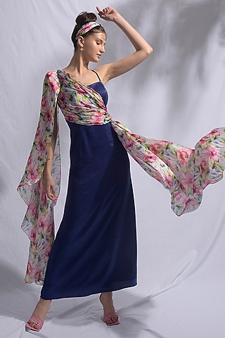 Blue Draped Dress by Jan & April