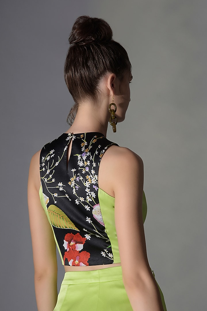 Neon Green Polyester Crop Top by Jan & April at Pernia's Pop Up Shop