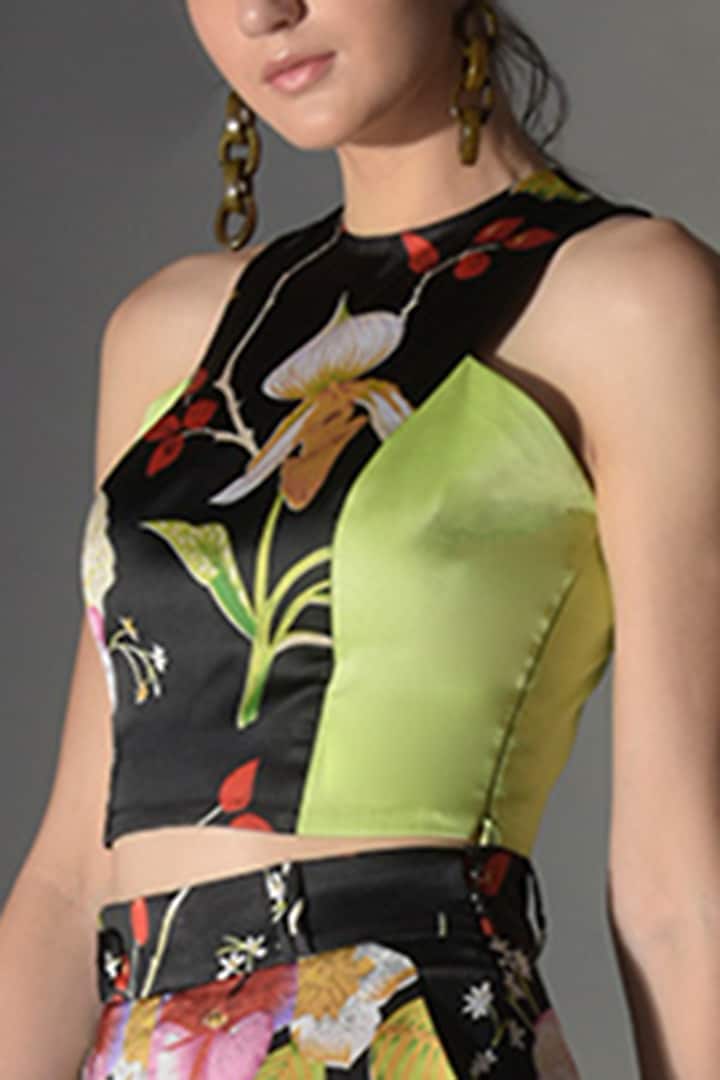 Neon Green Polyester Crop Top by Jan & April at Pernia's Pop Up Shop