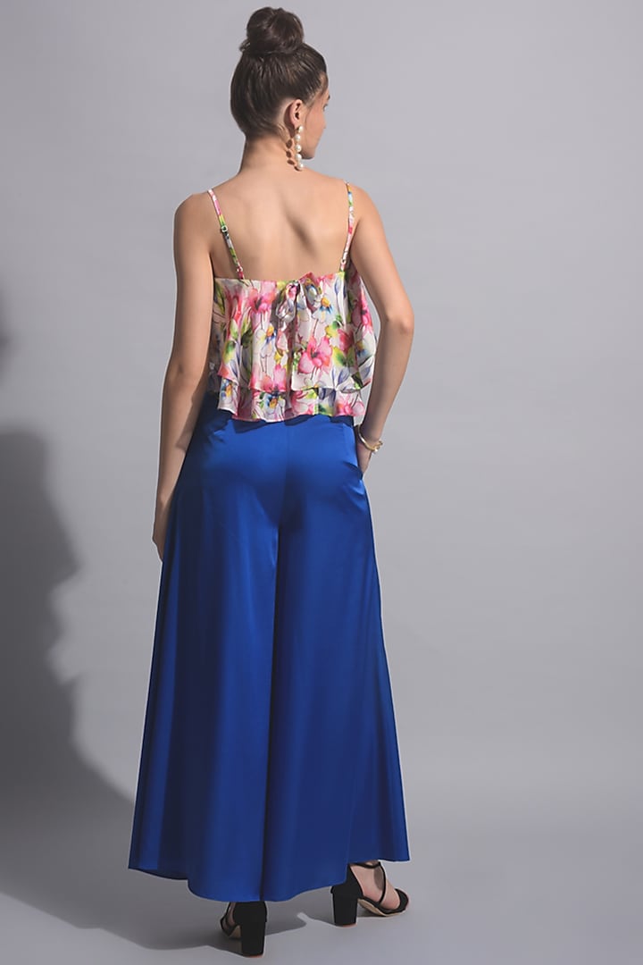Blue Flared Trousers by Jan & April at Pernia's Pop Up Shop