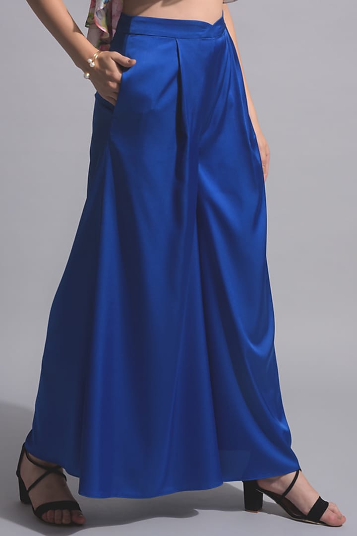 Blue Flared Trousers by Jan & April at Pernia's Pop Up Shop