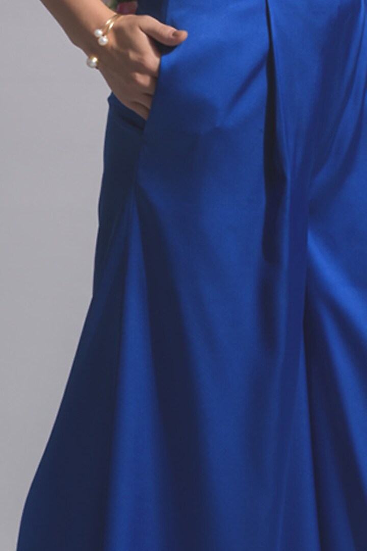 Blue Flared Trousers by Jan & April at Pernia's Pop Up Shop