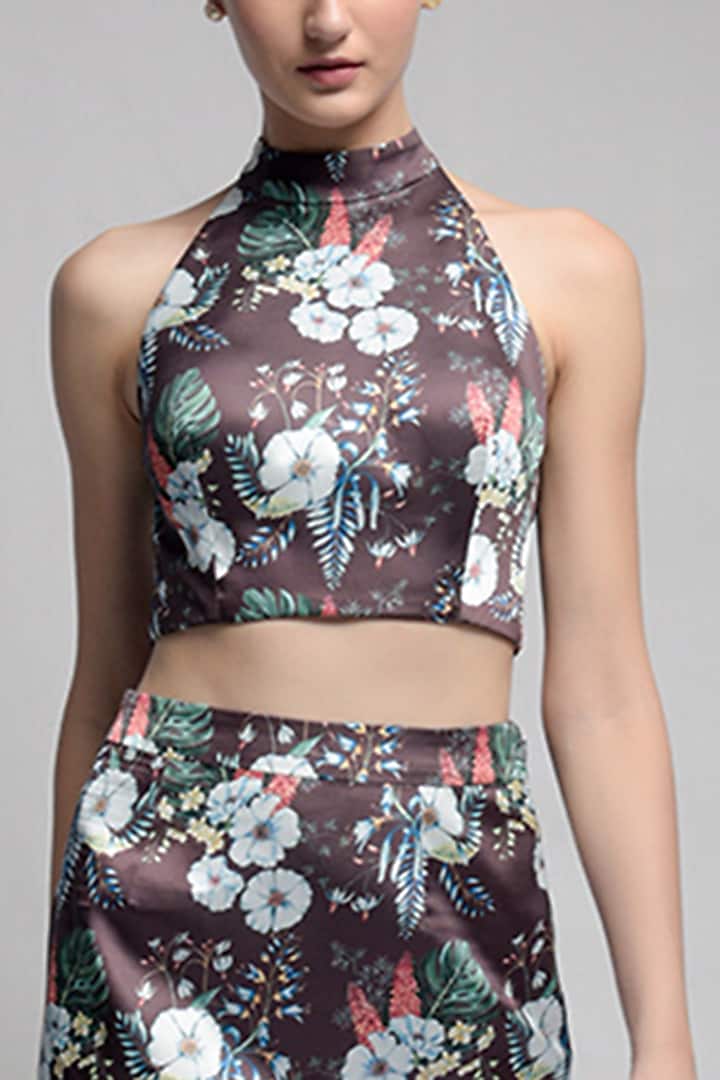 Brown Halter-Neck Crop Top by Jan & April at Pernia's Pop Up Shop