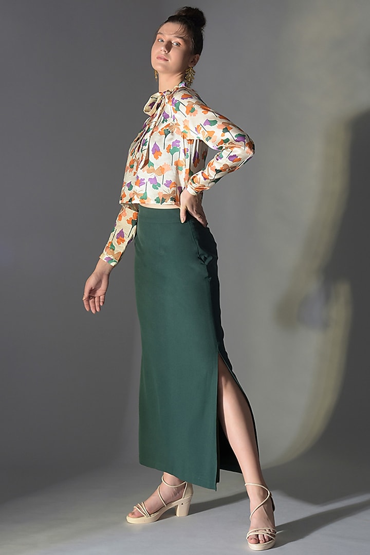 Green Polyester Skirt by Jan & April
