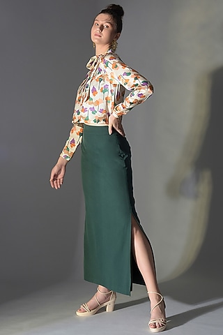 Green Polyester Skirt by Jan & April