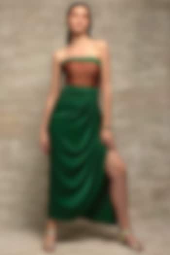 Emerald Green Draped Cocktail Dress by Jan & April at Pernia's Pop Up Shop