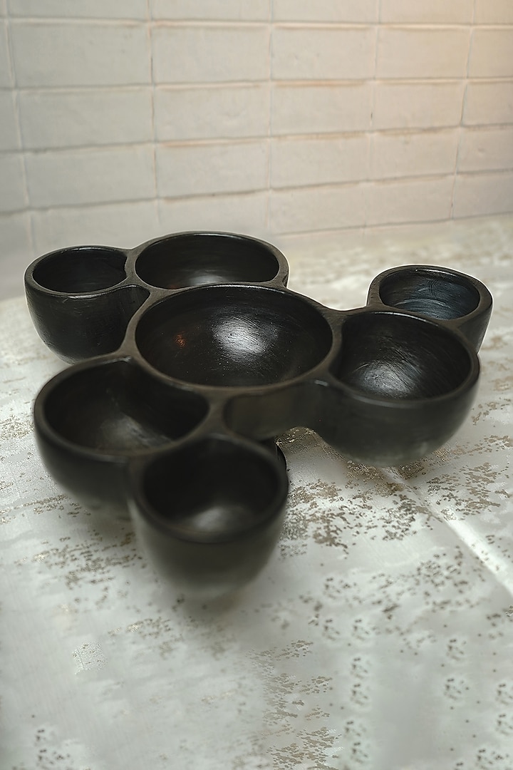 Black Blackened Terracotta Decor Display Plate by Jin and Company at Pernia's Pop Up Shop