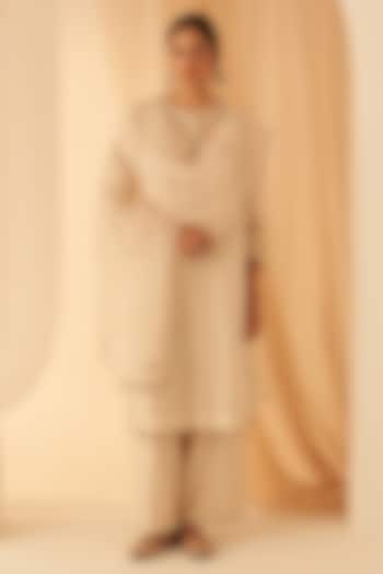 Ivory Chanderi Kurta Set by JANKI INDIA at Pernia's Pop Up Shop
