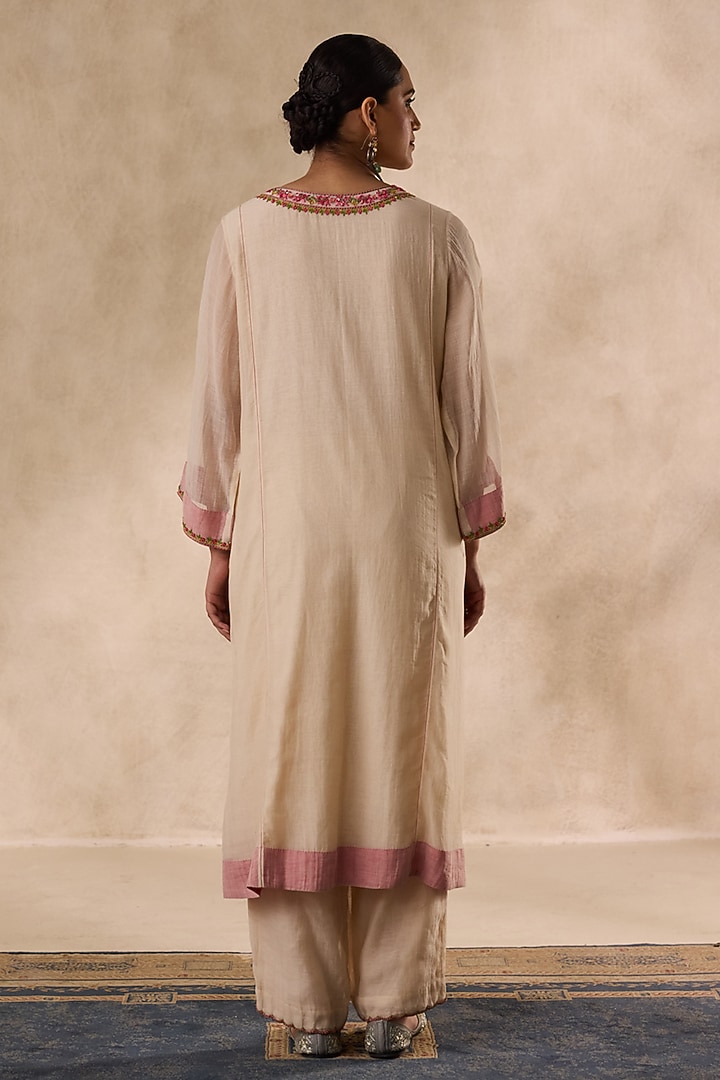 Ivory Chanderi Resham Embroidered Kurta Set by JANKI INDIA at Pernia's Pop Up Shop