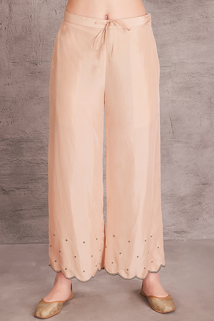 Beige Pure Silk Thread Work Kaftan Set by JANKI INDIA at Pernia's Pop Up Shop