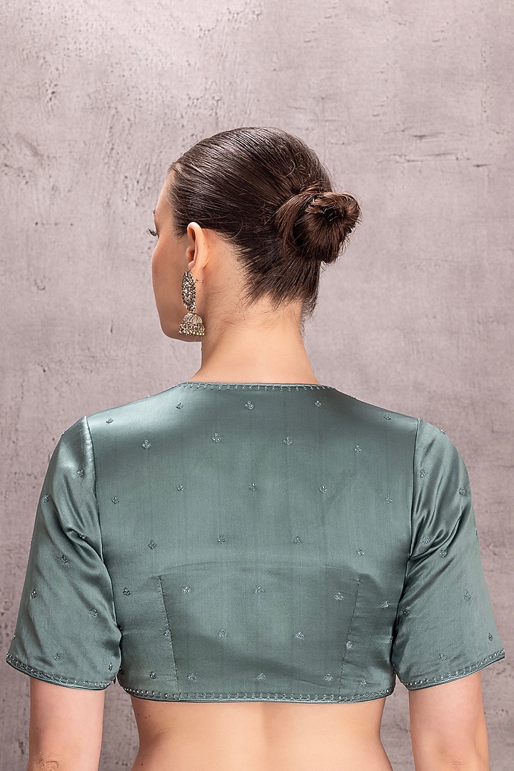 Sky Blue Pure Silk Sequins & Resham Work Party Wear Saree Set by JANKI INDIA at Pernia's Pop Up Shop