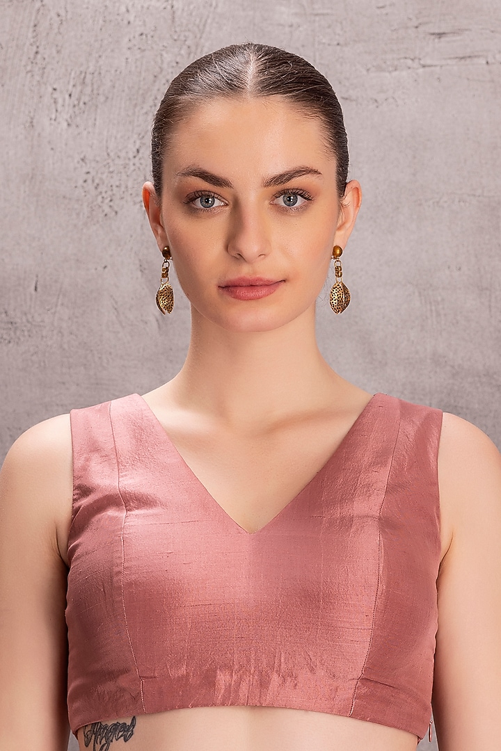 Dusty Pink Organza Sequins Embroidered Party Wear Saree Set by JANKI INDIA at Pernia's Pop Up Shop