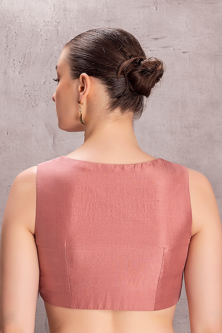 Dusty Pink Organza Sequins Embroidered Party Wear Saree Set by JANKI INDIA at Pernia's Pop Up Shop