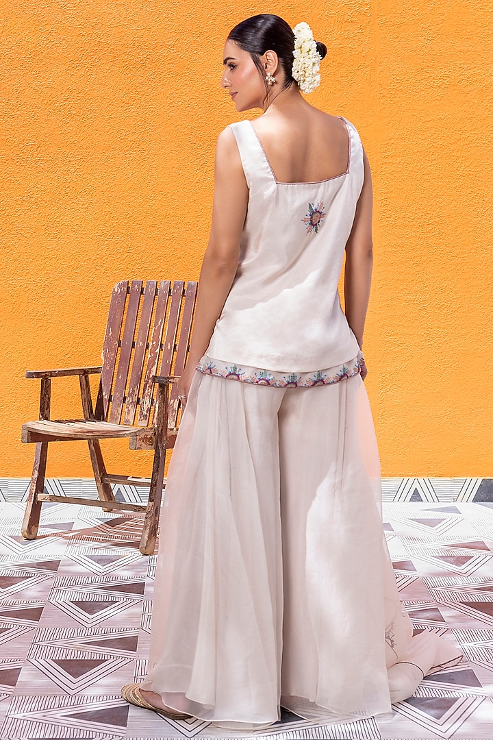 Ivory Organza Wedding Sharara Set by JANKI INDIA at Pernia's Pop Up Shop
