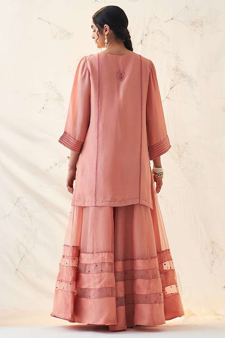Peach Organza Wedding Sharara Set by JANKI INDIA at Pernia's Pop Up Shop