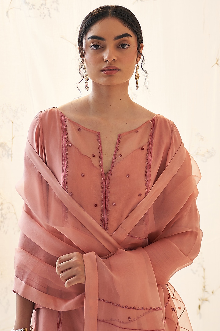 Peach Organza Wedding Sharara Set by JANKI INDIA at Pernia's Pop Up Shop