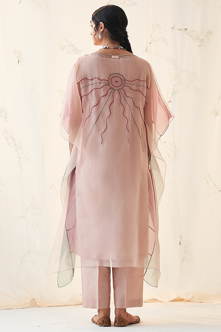 Rose Gold Organza Hand Work Kaftan Set by JANKI INDIA at Pernia's Pop Up Shop