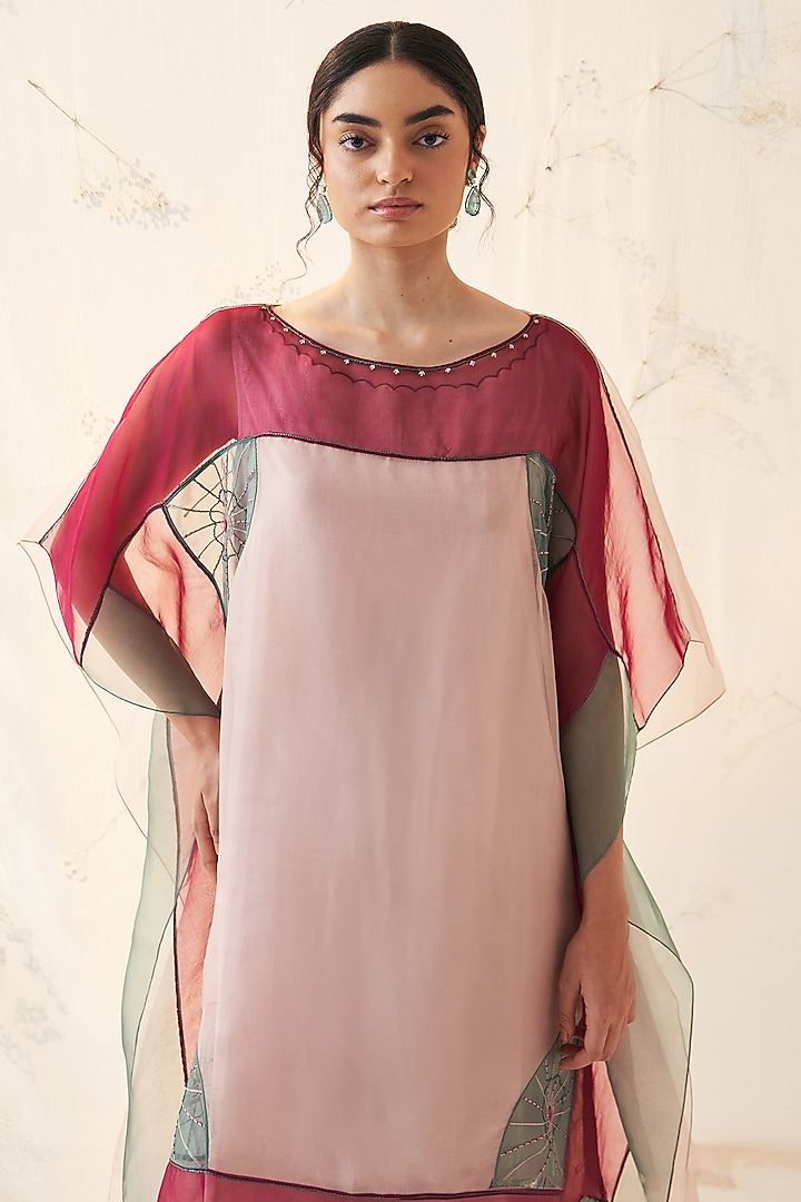 Rose Gold Organza Hand Work Kaftan Set by JANKI INDIA at Pernia's Pop Up Shop