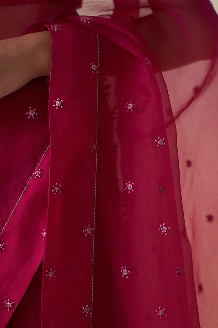 Wine Organza Wedding Saree by JANKI INDIA at Pernia's Pop Up Shop
