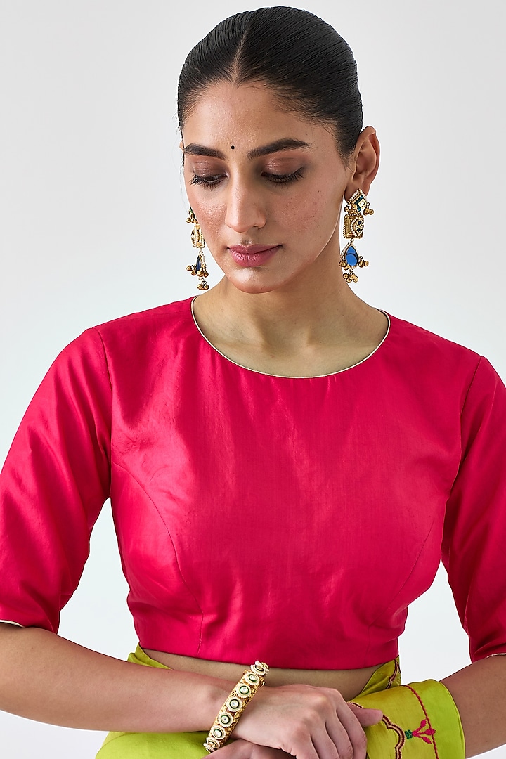 Fuchsia Pure Silk Blouse by JANKI INDIA at Pernia's Pop Up Shop